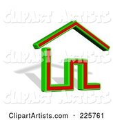 Green and Red House Logo with a Shadow