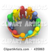Group of Colorful Men Huddled in a Circle