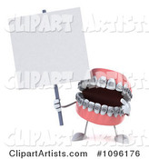 Metal Mouth Teeth Character with Braces and a Sign 7