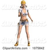 Pinup Construction Worker Woman by a Ladder 1