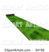 Roll of Green Sod Being Spread over a White Background