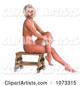 Sexy Blond Pinup Woman in the Nude on a Stool 1