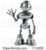 Silver Male Techno Robot Waving