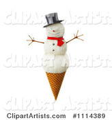 Snowman Waffle Ice Cream Cone