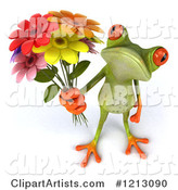 Springer Frog Holding a Bouquet of Flowers