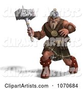 Strong Medieval Warrior Holding a Hammer 2