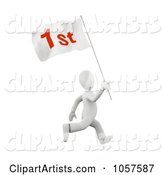 White Person Running with a First Flag