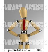Wood Mannequin Corporate Business Man Wearing a Tie and Standing with His Hands on His Hips