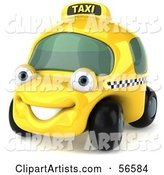 Yellow Taxi Cab Character Car - Version 1