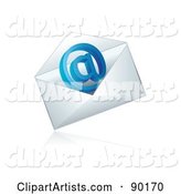 Blue Email at Symbol in an Envelope