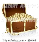 Full Wooden Treasure Chest with Gold Trim