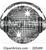 Silver Disco Ball Wearing Headphones