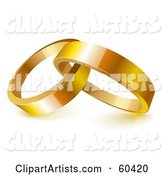 Two Shiny Gold Wedding Rings Entwined