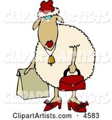 Anthropomorphic Female Sheep (ewe) Shopping