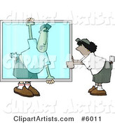 Apprentice Glazier Carrying a Big Glass Window