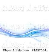 Blue Fractal Liquid Wave over White