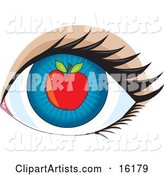 Blue Human Eye with an Apple, Concept for Apple of My Eye