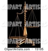 Brass Scales of Justice off Balance, Symbolizing Injustice, on a Black Background