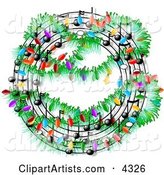 Christmas Music Symbols Decorated with Lights