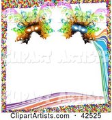 Colorful Mardi Gras Confetti Border with Waves and Masks on White