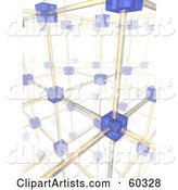 Complex Background of Networking Blue Cells and Yellow Cables - Version 2