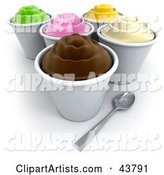 Cups of Various Flavored Frozen Yogurt