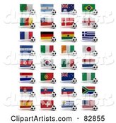 Digital Collage of Soccer World Cup 2010 Participating Countries with Balls and National Flags