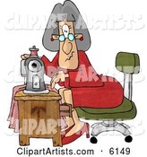 Elderly Seamstress Woman Sewing a Dress