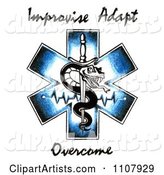 EMS Snake and Sword Symbol with Improvise Adapt Overcome Text