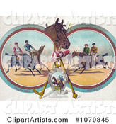 Four Racing Jockeys on Horseback, in Three Different Scenes