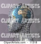 Futuristic Human Head in Profile with a Globe Inside the Brain