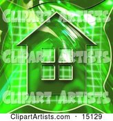 Green Home Icon Symbolizing Real Estate or an Energy Efficient Home