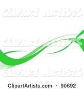 Green Swooshes over a White Background