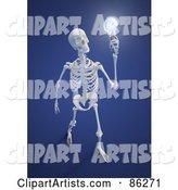 Human Skeleton Holding a Light Bulb