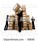 Male Workers Stacking Boxes in a Warehouse - Version 4