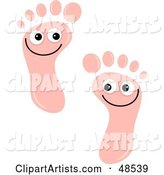 Pair of Two Happy Faced Foot Prints