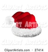 Realistic Looking Red Santa Hat with Puffy White Rim and a Ball at the Tip