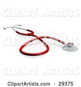 Red Doctor's or Veterinarian's Stethoscope at Reast on a White Surface