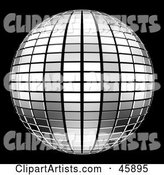 Reflective Tiled Silver Mirror Disco Ball on Black