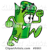 Rolled Money Mascot Cartoon Character Running