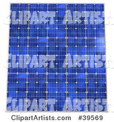 Rows of Blue Solar Panels Generating Energy