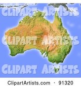 Shaded Relief Map of Australia