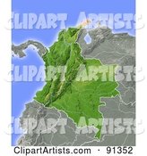 Shaded Relief Map of Colombia
