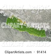 Shaded Relief Map of Nepal