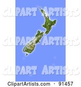 Shaded Relief Map of New Zealand