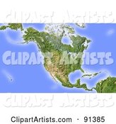 Shaded Relief Map of North America