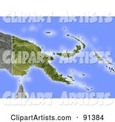 Shaded Relief Map of Papua New Guinea