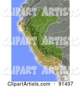 Shaded Relief Map of Peru
