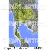 Shaded Relief Map of Thailand