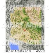 Shaded Relief Map of the State of Arizona